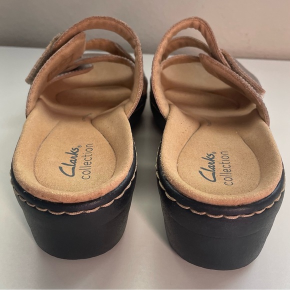 Clarks Collection Leather Sandals Women’s 9.5 M Metallic Slip on Merliah Karli - Picture 8 of 13